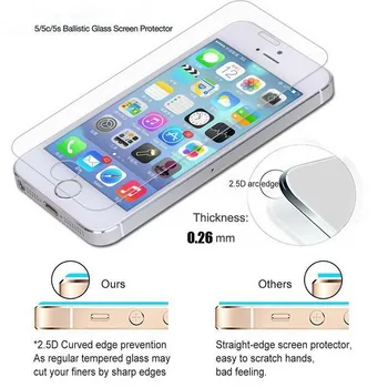 YENİ iPhone 5s için Ön + Arka Premium iPhone 5 SE AGREAL için Temperlenmiş Cam Anti-scratch 9 H 0.26 mm 2.5 D Ekran Koruyucu Film=