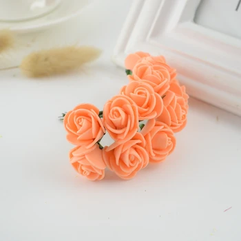12pcs Mini Köpük Yapay Çiçek Ev Düğün Araba Dekorasyon DİY Ponpon Dekoratif Gelin Çiçek, Sahte Çiçek Çelenk Gül