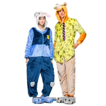 2018 Yeni Red Fox Nick Tavşan Bunny Judy Pijama Anime Cosplay Kostüm Kıyafetler hayvanlar Pijama Hayvan Pijama Sıcak Satış ücretsiz gemi