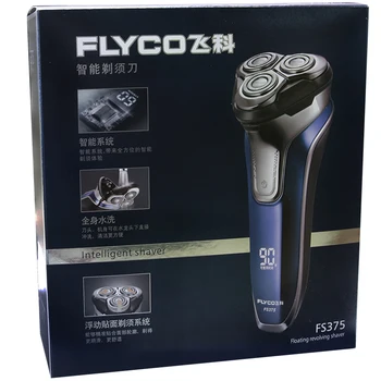 Flyco kadar Akıllı anti-clip sistemi üç bağımsız kafaları yüzen Tüm Makine yıkanabilir Pop-Düzeltici Elektrikli tıraş makinesi FS375