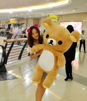 60cm Kawaii büyük kahverengi Japon tarzı rilakkuma peluş oyuncak ayıcık hayvan bebek doğum günü hediyesi ücretsiz kargo dolması