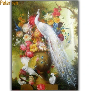 Peter ren Diy Elmas nakış beyaz tavuskuşu Craft 3D Kare Elmas Mozaik tam Çapraz dikiş Elmas resim İşleme