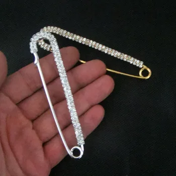 Parlak çift satır elmas cazibesi büyük pin broş Moda Takı aksesuar çok yeni 6Pcs