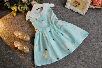 0-7Years Çocuk Prenses Elbise Yaz Çocuk Giyim Kolsuz Güzel Çiçekler Kız Bebek/BC1330 Koreli Çocuk Giyim Elbiseler