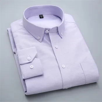 2016 Yeni Tasarım İş Resmi Elbise Gömlek Bahar Erkek Moda Saf Renk Uzun Kollu Pamuk Gömlek Büyük Sosyal Boyutu 4XL M011