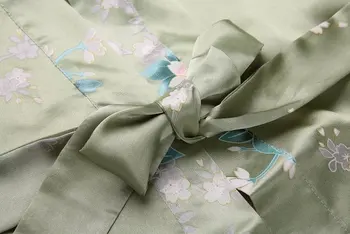 Yeni Varış açık Yeşil Kadın Rayon Kimono Yukata Gelinlik Elbise Gecelik Pijama Çiçek S M L XL XXL XXXL ZS08 Nedime