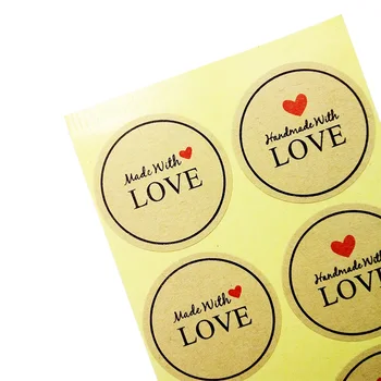 Aşk Defteri, Kraft Kağıt İle yapılan 100 Adet Kırmızı Kalp El Hediye Paketleme Mühürler etiket Çıkartmalar, Etiketler, Zarflar
