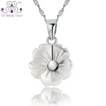 İnci Sıcak Satış Gerçek 925 Gümüş Doğal Anne Kadın Moda Takı İçin Kabuk Çiçek Kolye İnci