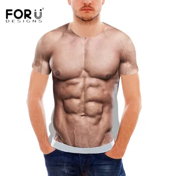 T Erkek Nefes Üstleri Baskı FORUDESİGNS Komik Yaz Kısa Kollu T Shirt Erkekler 3D Kas-shirt Casual Fit Erkek Tshirt Elbise