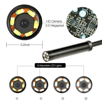 JCWHCAM Mini Kamera 5.5 mm Lens 1m/1.5 m/2m Yumuşak Kablo Android USB Endoskop Boru Yılan Endoskop Araba Gözetim Kamera