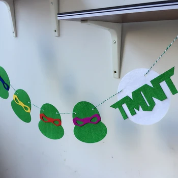 Ping TMNT turtle 3 Metre Çocuk Odası kumaş için Banner Bayrak Birthady Dekorasyon Bunting tedarik Hissettim parti sözcüsü ve geçmiş