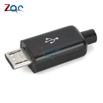 10sets DİY Mikro USB Erkek Fiş Kiti w/ Siyah Kapakları Konnektörler