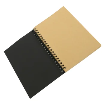 Retro Kraft Bobin Çizim Boş Notebook Notebook Yaratıcı Okul Kırtasiye malzemeleri(Kraft kağıdı ve Siyah)eskiz defterleri