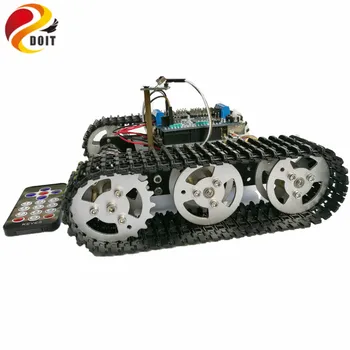 Bana bak IR Kontrol Arduino UNO R3 Board+Motor Sürücü Shield Kurulu ile Telefonla DİY Robot Projesi için Tank Şasi İzlenen