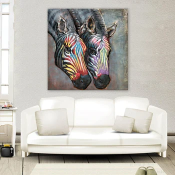 Ev için tuval üzerine modern Sanat resim duvar sanat resim soyut renkli zebra dekorasyon oturma odası çerçeve