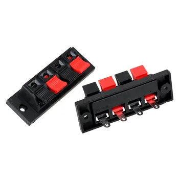 5 4 Pin Kırmızı ve Siyah Yaylı İtmeli Tip Hoparlör Ses Terminal Konnektör Paketi