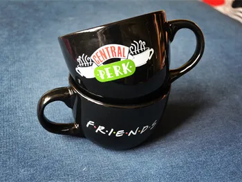 Yeni Siyah 650ML Arkadaşlar TV Dizisi Central Perk Kahve Zamanı Seramik Kahve Çay Kupası Kupa Göster