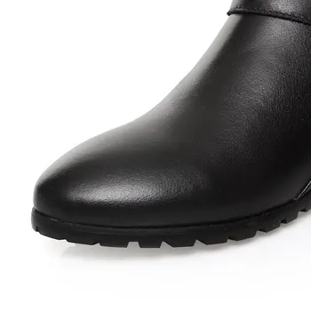 MORAZORA Artı boyutu 34-42 pu+hakiki deri fermuar Kare topuk sonbahar kış diz yüksek çizmeler moda Bayan ayakkabı tokası bot