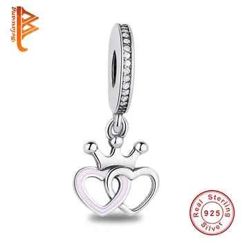 925 Gümüş Orijinal Charm Fit BW Bilezik Diy Tüy Kanatları otantik,Taç Kalp Takı için Boncuk Yapımı Takılar