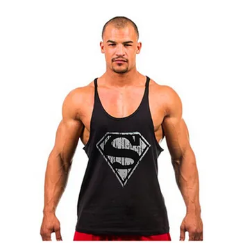 2017 Yeni Altın superman giyim Stringer Tank Top Erkekler Vücut geliştirme ve Fitness Erkek Atlet Tank Gömlek Elbise spor salonları