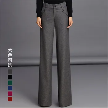 Ofis İçin S-3Xl Artı Boyutu Kadınlar Düz Pantolon W1302 Kadın Pantolon Yün Kalınlaştırmak Sonbahar Ve Kış Pantolon Moda