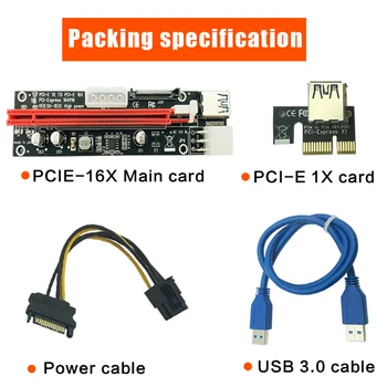 Madencilik Bitcion Madenci için Molex Adaptör IDE 4Pin için H1111Z 60cm PCI-E extender PCI Express Yükseltici Kart 1x için 16x USB 3.0 SATA