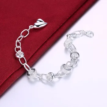 Nakliye Kadınlar İçin İNALİS Moda Basit Gümüş Şeftali Kalp Bilezik 925 Gümüş Takı Bilezik Bileklik Ücretsiz