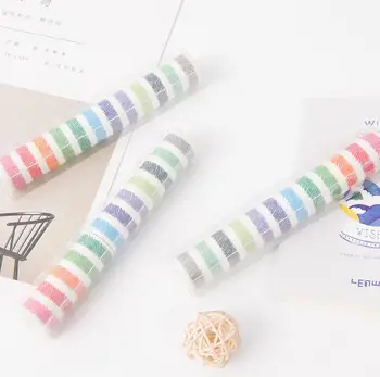 12 Adet/lot Sevimli Şeker Renk Gökkuşağı Washi Bant Yapışkan Bant DİY Sticker Etiket Maskeleme Bandı Kapakları