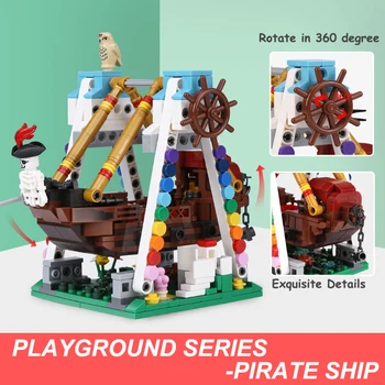 MEOA Eğlence Parkı Dünya Dönme Dolap Teknik Yapı taşları Tuğla Oyuncaklar Uyumlu Legoing Minecrafted Model Lepin Set