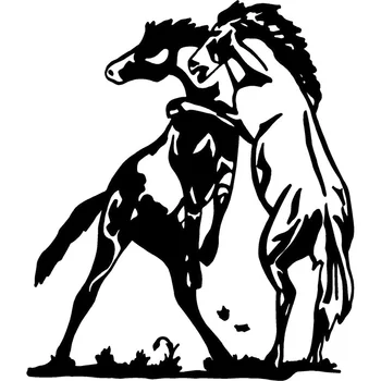 W2 13.1 cm*15,2 cm Koşu Atları Vinil Araba Çıkartmaları Araba Çıkartmaları Moda Stil Siyah/Gümüş-2767