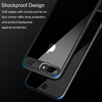 İPhone 7 Dava için iPhone Bu iPhone 8 7 6 6 için Slim telefon kılıfı ROCK plus, Şeffaf PC & TPU Silikon Arka Kapak Durumda