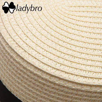 Ladybro 2018 Yaz Kadın Hasır Şapka Plaj Şapka Kadın Rahat Panama Şapka Bayan Marka Klasik Ilmek Düz Saman Güneş Şapka Kadın Fötr