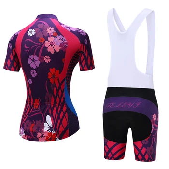 Kadın Bisiklet Giyim Kısa Kollu Jersey ve X'LER Şort Setleri Çiçekler Bisiklet 4XL Yastıklı-