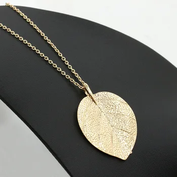 (Yaklaşık 52 cm)yeni Altın Metal Yaprak Kolye İnce Zincir Kolye Kadın Moda