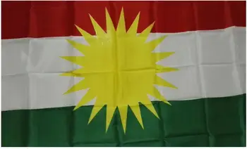Ücretsiz Kargo Kürt bayrağı 90*150cm Kürdistan Bayrağı Polyester Asılı Bayrak Kürt ve 2 Tarafı Baskılı Eve bayrak Bannes