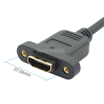 Altın HDMI Uzatma Kablosu Kurşun Yüksek Hızlı HDMI Erkek Vida Deliği ile Kadın Ethernet Extender HY1240 Panel Mount Kablo Kilitli