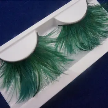 Yeşil Catwalk Sahne Abartılı takma Kirpik Makyaj Doğal Yumuşak Sahte Lashes1 kutusu 1 çift Gövde el Yapımı Pamuk Kirpik