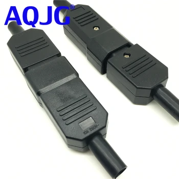 1 Çift IEC C14 Erkek+C13 Dişi Inline Rewirable Ana Güç Fiş Konnektör AC 250V 10A-M25 AQJG