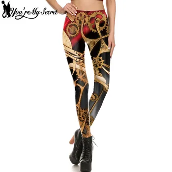 [2017 Metal Tasarım Kadın sırrımsın] Kadın Steampunk Fitness leggin 3D Yazıcı Dişli Cosplay Pantolon Tozluk