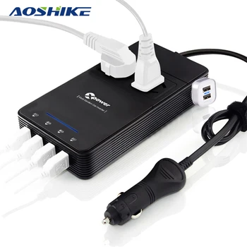 Aoshike Araba İnverter 12 V 220V Otomatik Güç Çevirici Voltaj Çevirici Arındırmak Araba Hava 4 USB Araç Şarj 2 Üçgen Soket