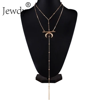 Boho Ay kadın Moda Takı vintage uzun püskül zincirler yaka collier V yaka, mücevher için çok katmanlı kolye Bohem