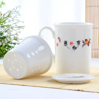 Filtre kapağı seramik kung fu kupa ile 400CC Porselen çay fincanları 15.5 drinkware handpainted