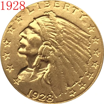 24 K altın 1928 $2.5 Hint Yarım Kartal ALTIN Sikke Kopya Ücretsiz nakliye kaplama