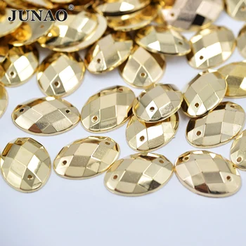 13 JUNAO*18mm Oval Altın Dikiş Düz Arka Kristal Taşlar Üzerinde Dikmek p. kodu Taslar Giysileri El Sanatları İçin Taşlar Akrilik