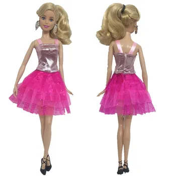 Barbie pembe Bebek Elbiseleri Barbie İçin Tek Parça Kısa Elbise Bebek Aksesuarları DİY 1/6 Prenses Elbise Dollhouse Bebek