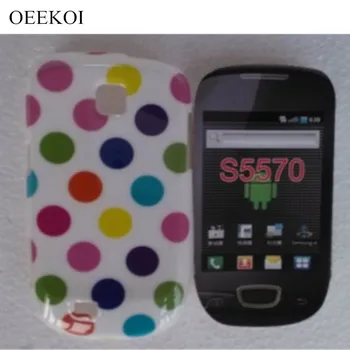 OEEKOİ Polka Samsung Galaxy Mini S5570 Telefonu Çanta için Yumuşak PDA Deri Kılıf kılıfı Noktalar