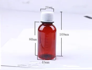 İlaç şişesi ücretsiz Kargo 100 ml Palmiye Kırmızı Plastik Lucifugal Boş Şişe Bir ölçek Şurup conta Uçucu yağ kavanoz kapağı