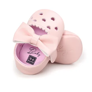 Hongteya PU Deri Bebek Kız Bebek Mokasen Mary jane yay Yumuşak Moccs Ayakkabı Yumuşak Tabanlı Olmayan Bebe ile Beşik Ayakkabı Ayakkabı kayma