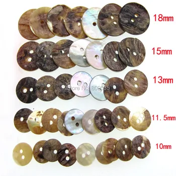 El Sanatları Dikiş Aksesuarları İçin İnci Düğmeleri 50pcs 10mm 11.5 mm 13 mm 15 mm 18 mm Doğal Kabuk Düğme Anne Seçin