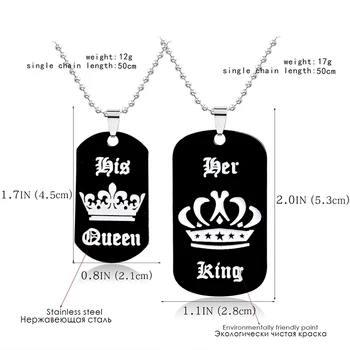 Takı toptan Kralı, Kraliçesi kazınmış harfler siyah köpek etiket kolye çift Sevgililer Günü hediye kişiselleştirilmiş
